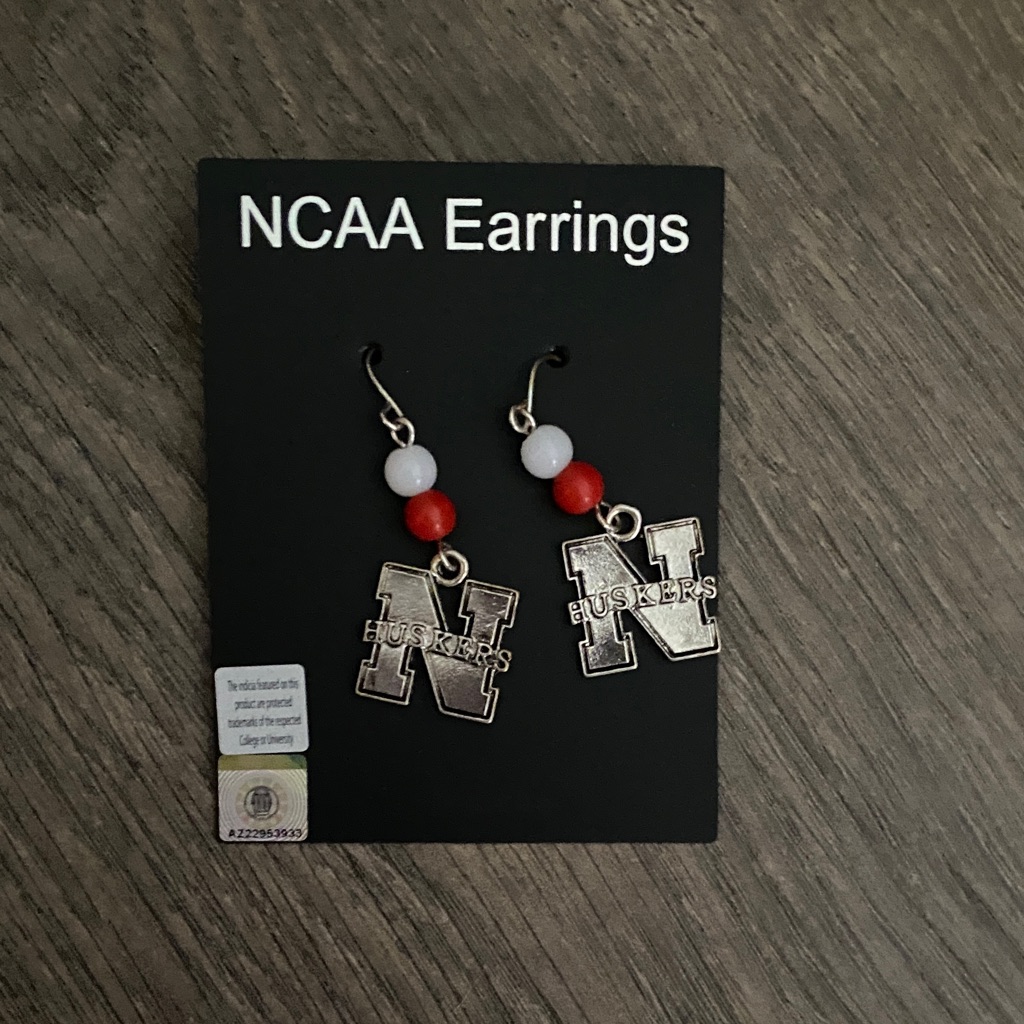 New Ncaa Huskers Dangle Earrings - Red & White